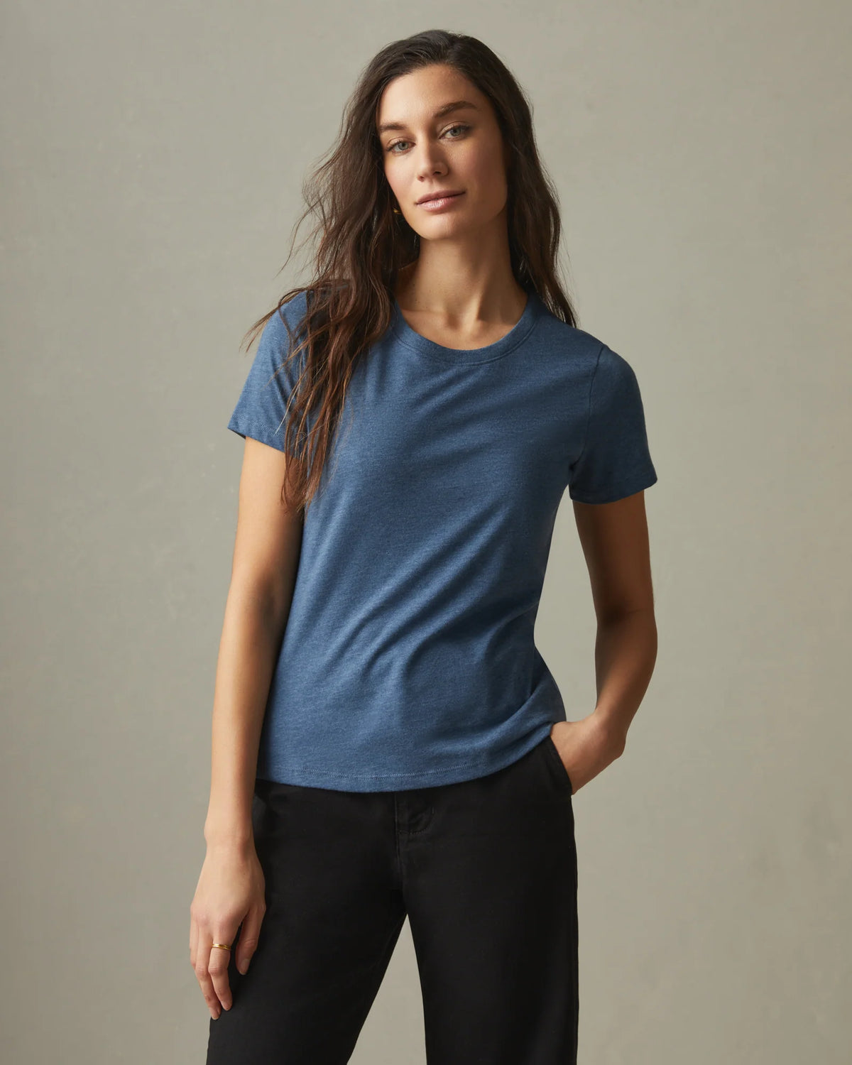 Women's Classic Cotton Crew Tee - Blue Storm Heather
