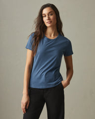 Women's Classic Cotton Crew Tee - Blue Storm Heather