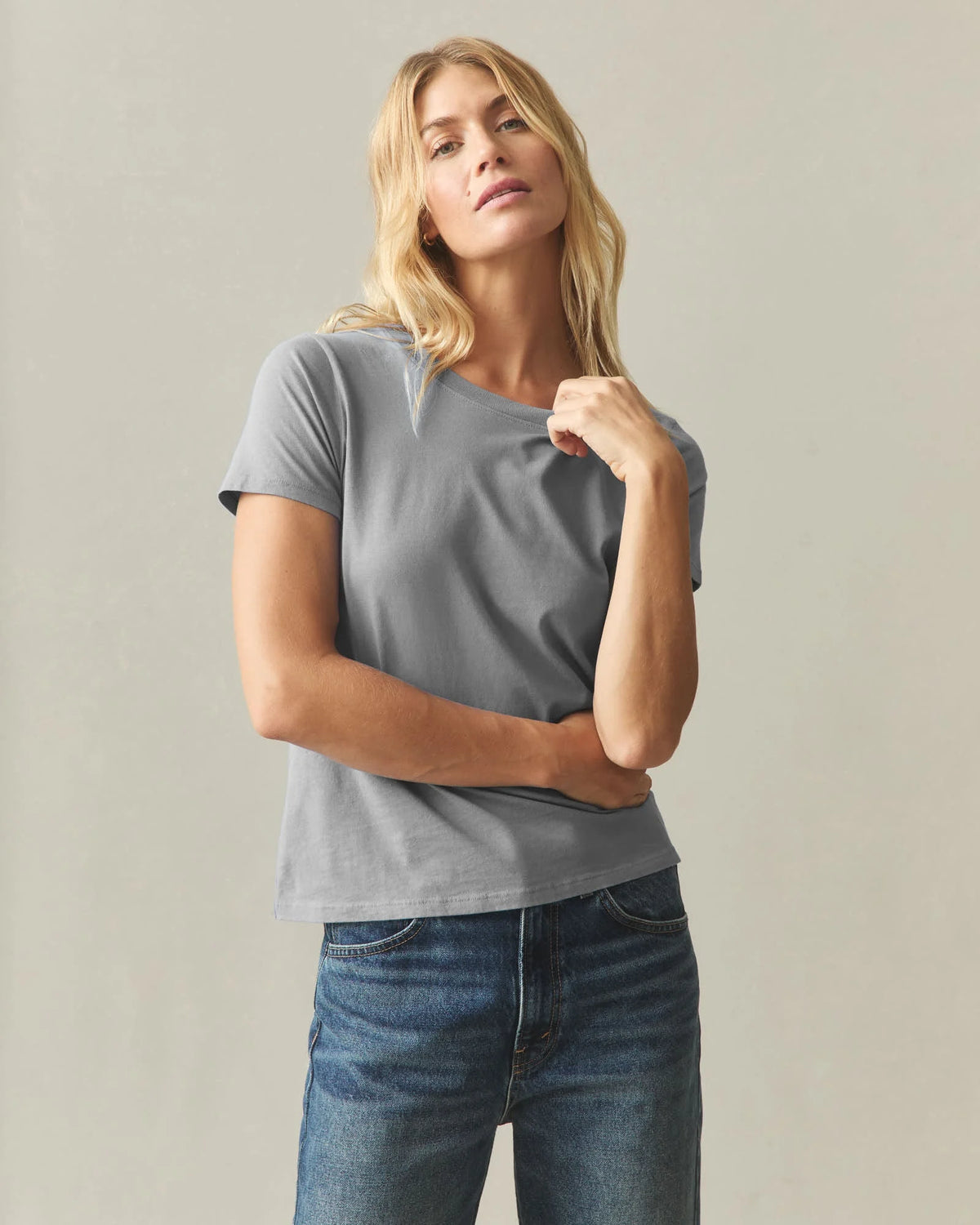 Women's Classic Cotton Crew Tee - Drizzle