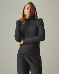 Women's Rib Turtleneck - Meteorite