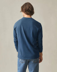 Men's Premium Slub Crew Tee Long Sleeve - Naval Blue