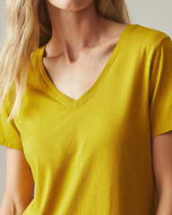 Women's Classic Cotton V-Neck Tee - Golden Palm