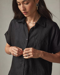 Women's Linen Shirt - Meteorite
