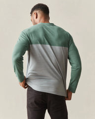 Men's Hemp Colorblock Long Sleeve Tee - Dark Forest Monument