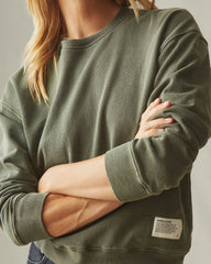 Women's Vintage Wash Relaxed French Terry Crew - Olive