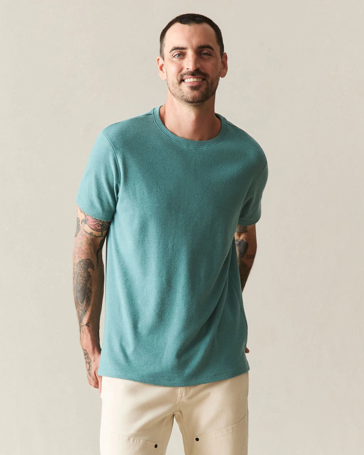 Men's Brushed Crew Tee - Hydro Heather
