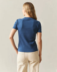 Women's Rib Cardigan Tee - Ensign Blue