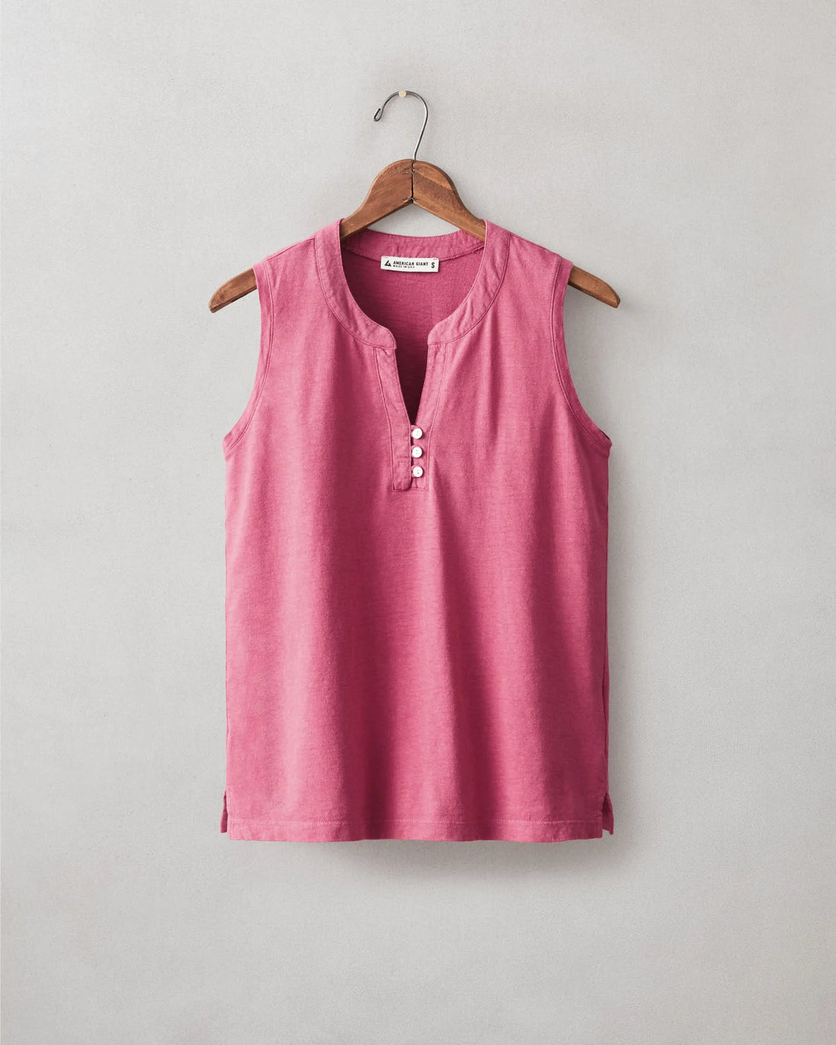 Women's Hemp Sleeveless Henley - Holly Berry