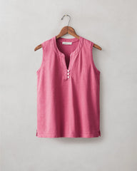 Women's Hemp Sleeveless Henley - Holly Berry