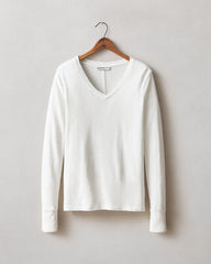 Women's Premium Slub Long Sleeve V-Neck Tee - Bone