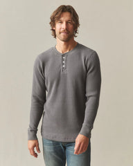 Men's Waffle Long Sleeve Henley - Thunderstorm