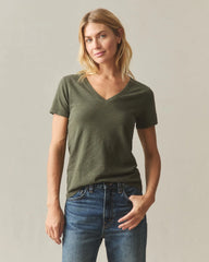 Women's Premium Slub V-Neck Tee - Loden
