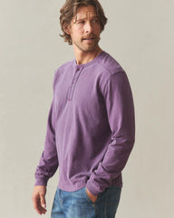 Men's Broken-In Premium Slub Long Sleeve Henley - Deep Purple