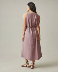 Women's Linen Tie Dress - Twilight Mauve
