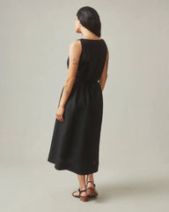 Women's Linen Tie Dress - Meteorite