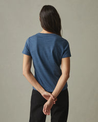 Women's Classic Cotton V-Neck Tee - Blue Storm Heather