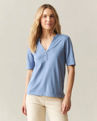 Women's Hemp V-Notch Tee - Colony Blue