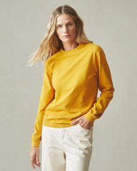 Women's Vintage Crew Long Sleeve Tee - Washed Golden Yellow