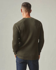 Men's Waffle Long Sleeve Crew - Deep Olive