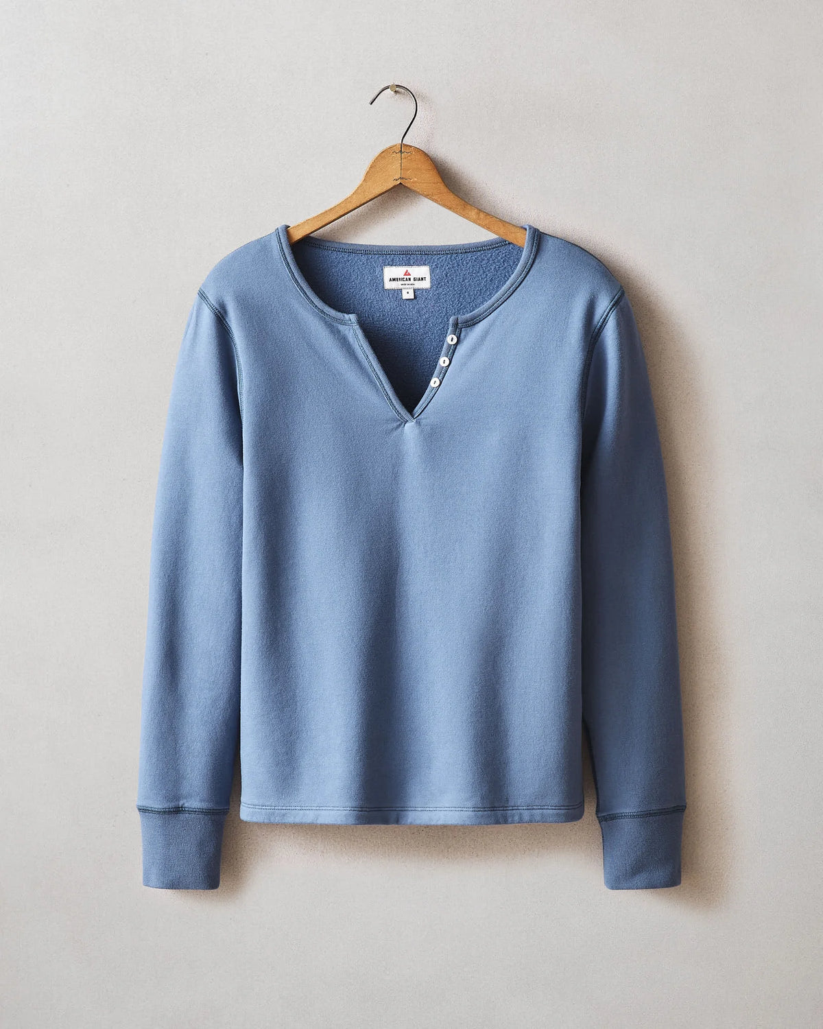 Women's Modal Fleece V-Notch Top - Moonlight Blue