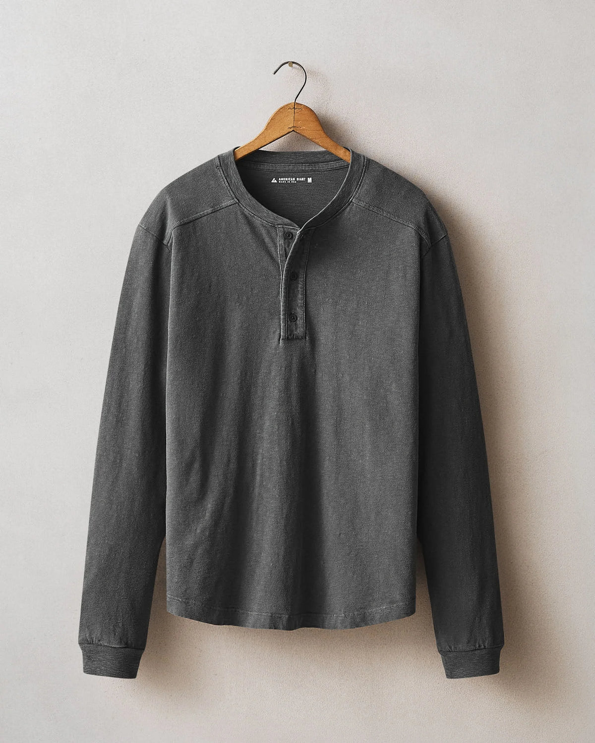 Men's Broken-In Premium Slub Long Sleeve Henley - Grey Pinstripe