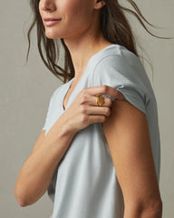 Women's Classic Cotton V-Neck Tee - Pearl Blue