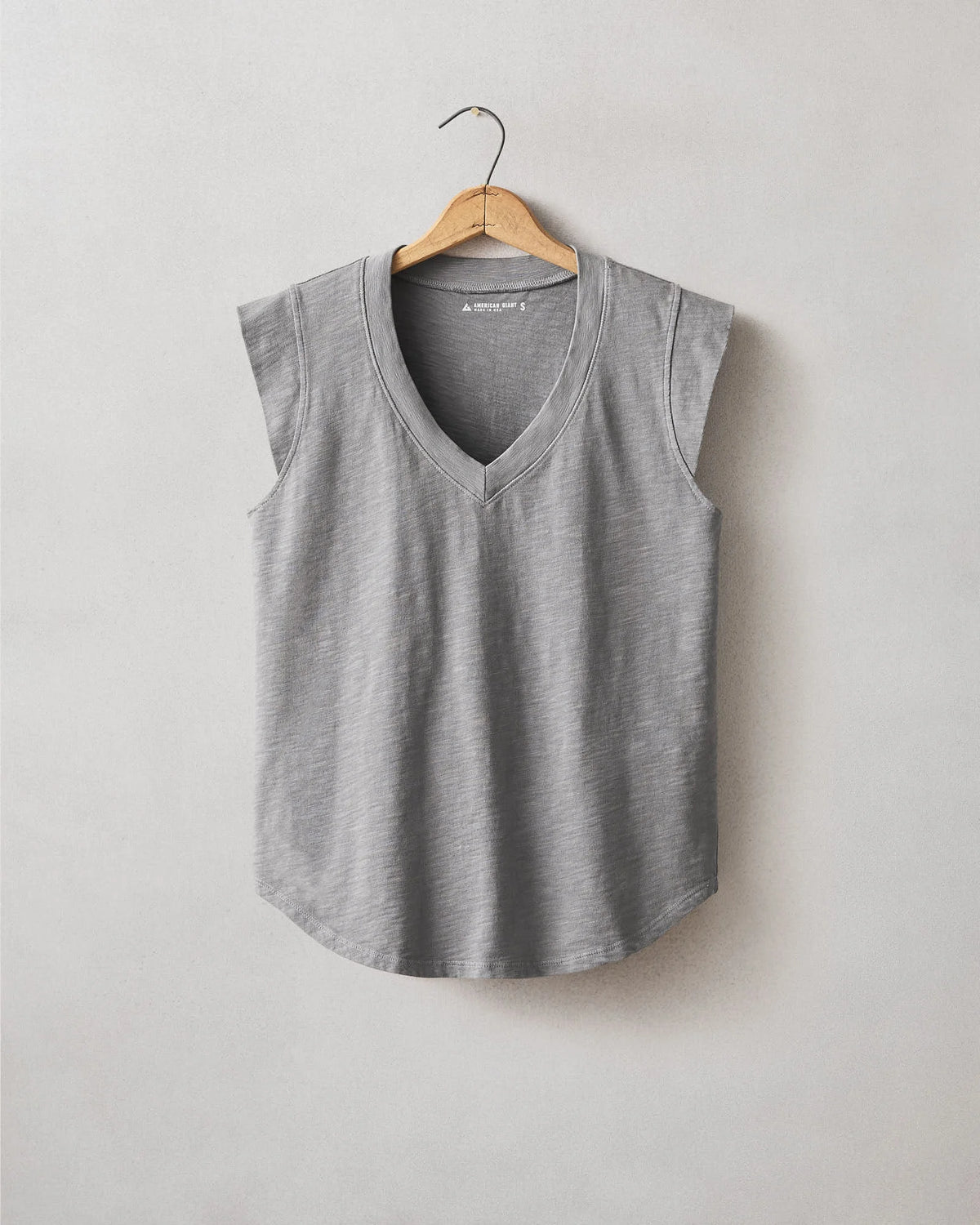Women's Premium Slub Cap Sleeve V-Neck - Steel Grey