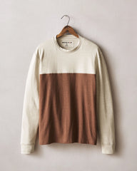 Men's Hemp Colorblock Long Sleeve Tee - Feather Grey Tiramisu