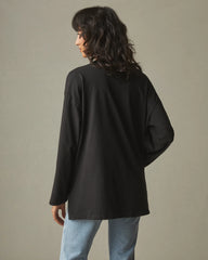Women's Relaxed Cotton Long Sleeve Tee - Meteorite