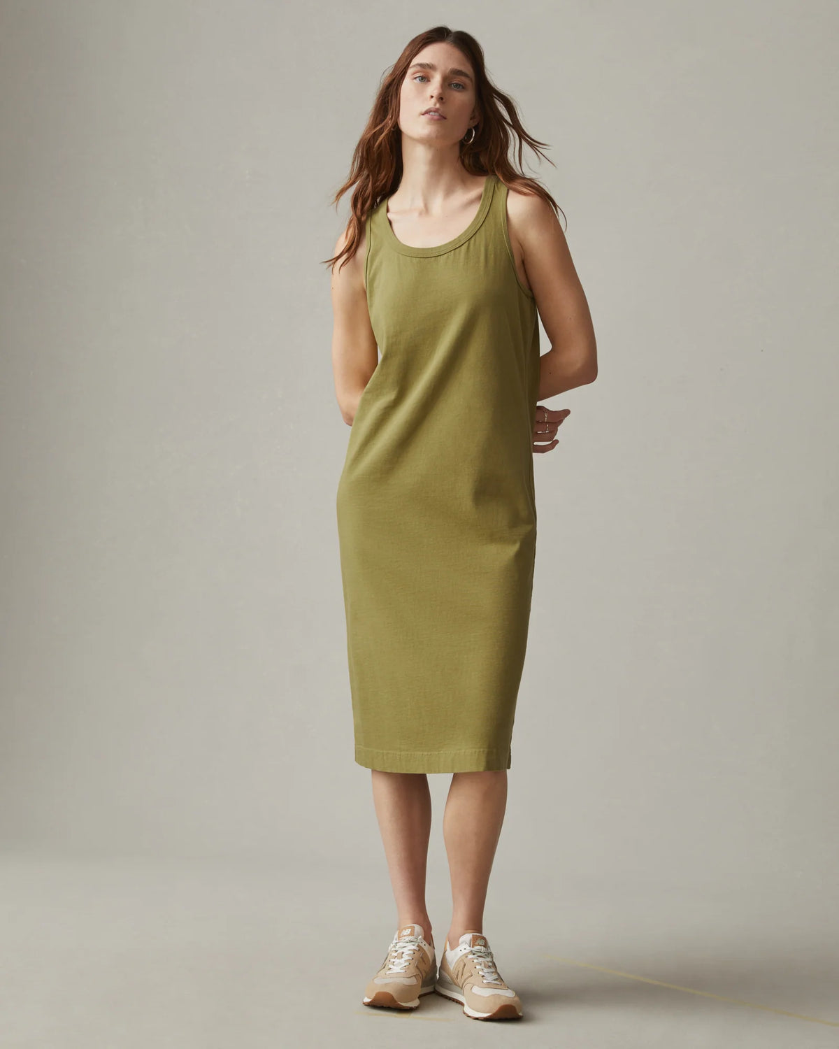 Women's Racer Tank Dress - Peat Moss