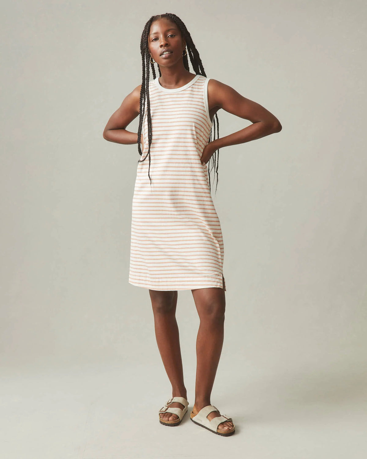 Women's Muscle Tee Dress - Cork Stripe