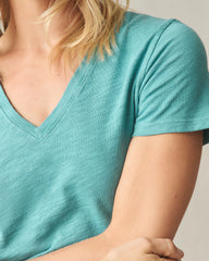 Women's Premium Slub V-Neck Tee - Teal