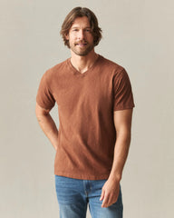 Men's Premium Slub V-Neck Tee - Cambridge Brown