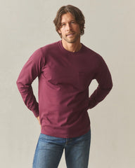 Men's Long Sleeve Pocket Tee - Zinfandel