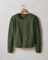 Women's Premium Slub Curved Hem Tee - Field Green
