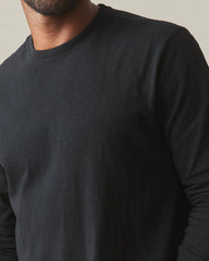 Men's Premium Slub Crew Tee Long Sleeve   - Black