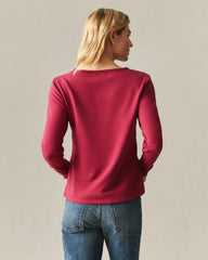 Women's Modal Fleece V-Notch Top - Rio Red