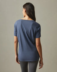 Women's Classic Cotton V-Neck Tee - Washed Navy