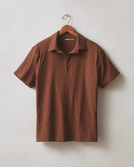 Men's Short Sleeve Premium Slub Polo - Hot Chocolate