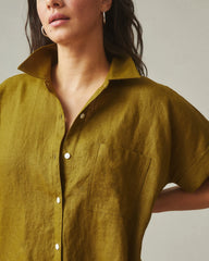 Women's Linen Shirt - Fir Green