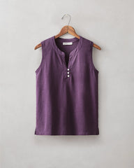 Women's Hemp Sleeveless Henley - Hortensia
