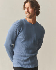Men's Waffle Long Sleeve Crew - Bluefin