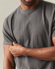 Men's Premium Slub Crew Tee - Grey Pinstripe