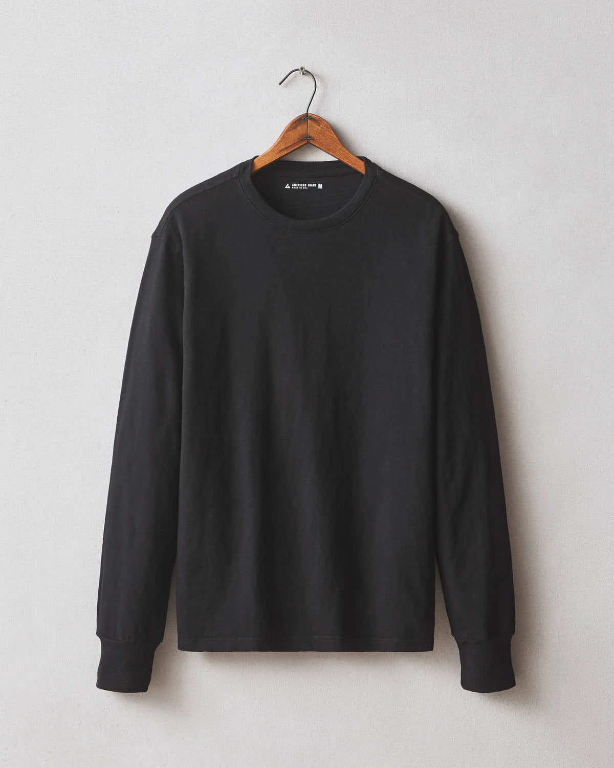 Men's Premium Slub Crew Tee Long Sleeve   - Black