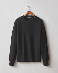 Men's Premium Slub Crew Tee Long Sleeve   - Black