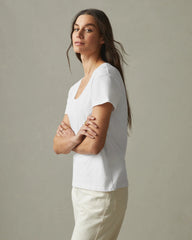 Women's Classic Cotton Scoop Tee - White
