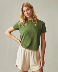 Women's Hemp Jersey Crew Tee - Chive
