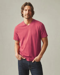 Men's Premium Slub V-Neck Tee - Holly Berry