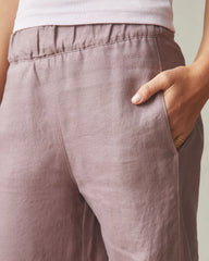 Women's Linen Wide Leg Pant - Twilight Mauve