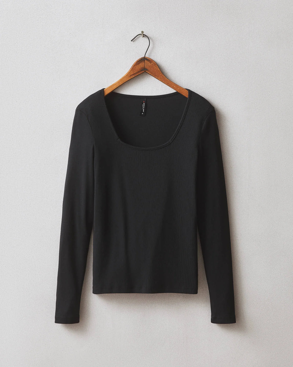 Women's Luxe Rib Square Neck Long Sleeve - Black